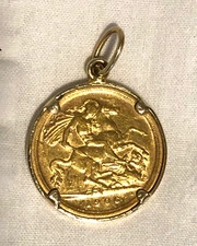 1906 gold half soverein Rex Edward VII D.G Britt pendant