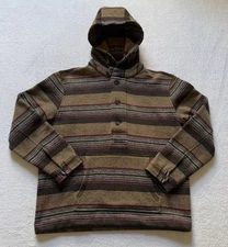 J. Peterman Company Leoné Anorak Jacket Men’s Large Hood Pullover Wool Blend