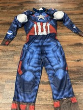 Captain America Avengers Muscle Costume w/Mask Halloween Marvel Kids Sz M 8-10 