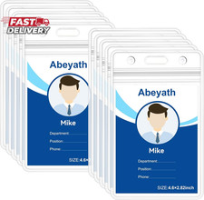 10 Pack Extra Thick ID Card Name Badge Holder Heavy Duty Waterproof Clear Plasti