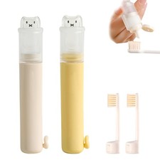 Travel Toothbrush Set Portable Toothbrush with Built-in Toothpaste Containe...