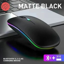 Wireless Rechargeable Silent LED Mouse 2.4G Bluetooth Dual Mode Optical PC