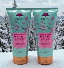 2 x Tree Hut PEPPERMINT PEARL Moisturizing Body Lotion LIMITED EDITION Sealed