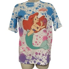 Vtg Disney Little Mermaid Ariel Nightshirt Kids 6   Fits Adult XS/S USA Made