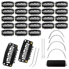 MUIIGOOD 25Pcs 32mm Hairpieces Snap Clips U Shape Wig Clips for Hair Extensions