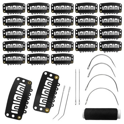 MUIIGOOD 25Pcs 32mm Hairpieces Snap Clips U Shape Wig Clips for Hair Extensions