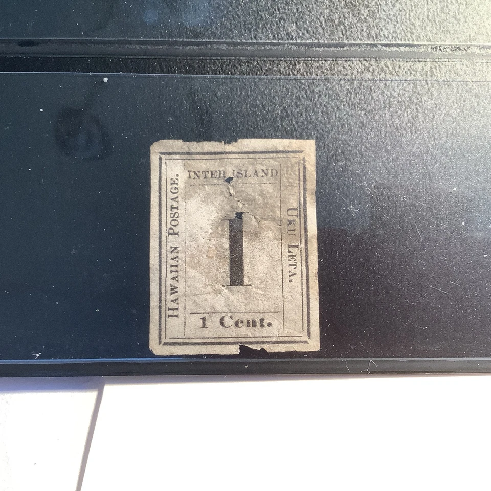 1863 Hawaii 1c Black on Grayish NUMERAL Inter-Island Scott #15 Mint + Rugged - Image 3 of 4