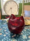 Vintage Blenko Red Crackle Glass Decorative Glossy Glass Vase