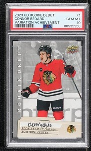 2023 UD Rookie Debut Image Variant Achievement Connor Bedard #1 PSA 10 GEM MT RC