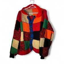 Handmade Crochet Patchwork Cardigan Sweater Oversized