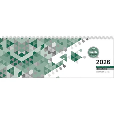 NEUMANN 2026 Zettler Tischquerkalender „GIGANTA XXL“ 1W/2S schwarz/grün