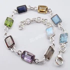 FLASH SALES TODAY Wear 925 Silver Rectangle MULISTONE ADJUSTABLE Bracelet 8.3"