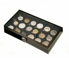 Key Lock Glass Top 18 Pocket Watch Display Case for Size 15S and smaller watches