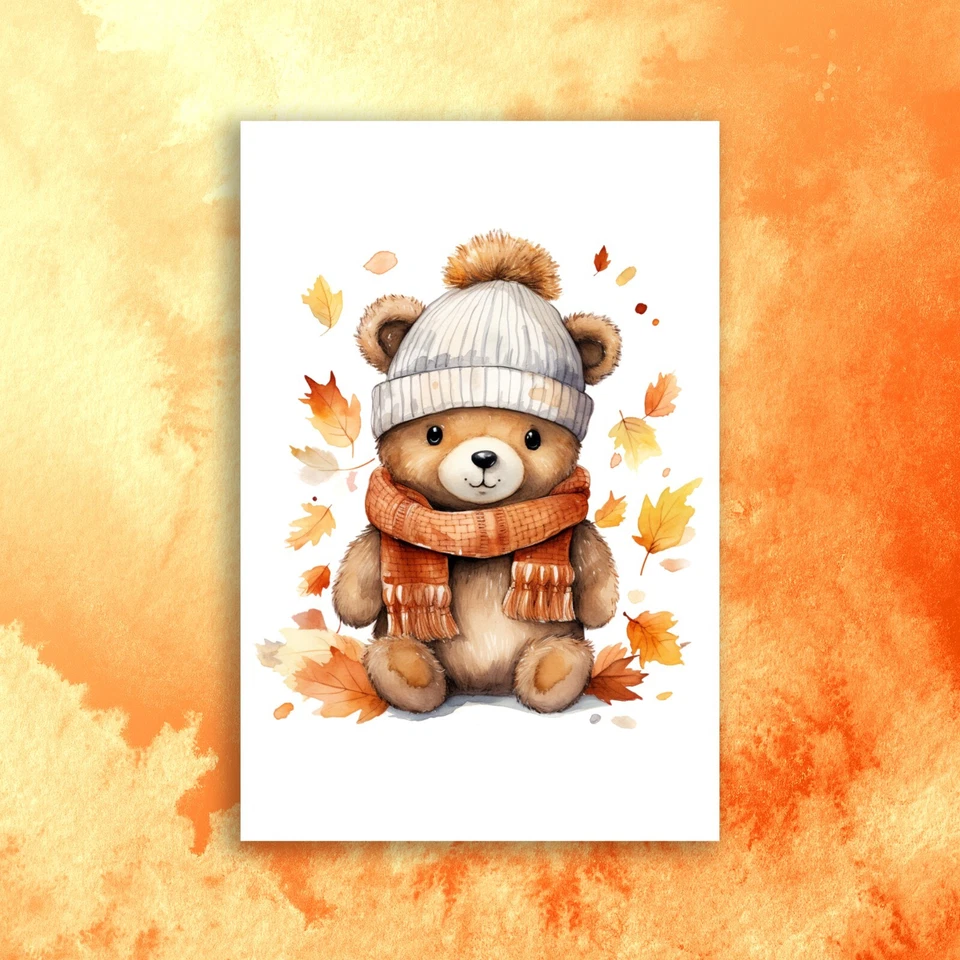 10 tarjetas de notas surtidas para todas las ocasiones tarjetas de felicitación en blanco hojas de animales de otoño Foto 2 de 3