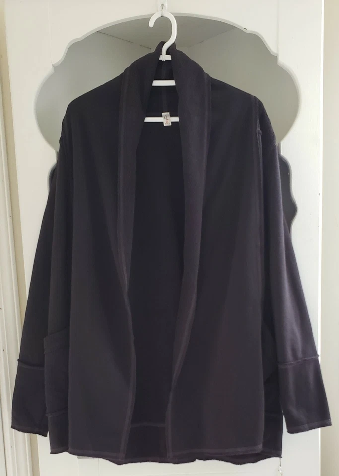 Exertec Fleece Jacket Plus Size 2X Midnight Blue Shawl Collar Open Front New NWT - Image 2 of 4