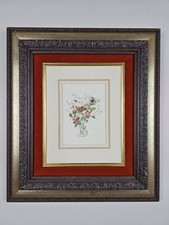 ART - Vintage Floral Art Print 16.5x14.5 Carved Wood Framed VTG Flowers Print