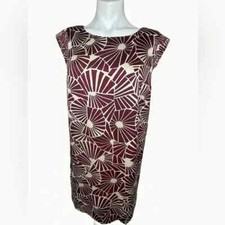 The Limited Burgundy Pattern Knee Length Silky Shift Dress Size Medium