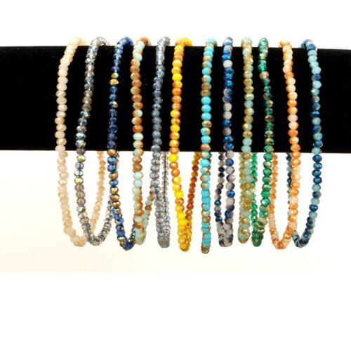 Bracelet cheville extensible perles de cristal multicolores  - Photo 1 sur 50