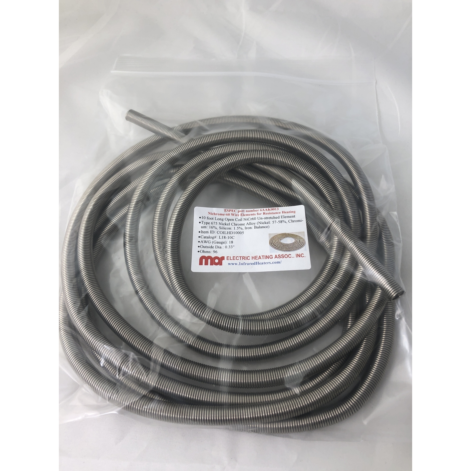 L18-10C N6 .25ID 10ft Nichrome Open Coil