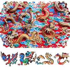 Wooden Jigsaw Puzzle for Adults by FoxSmartBox- 290 Pcs-Mystery of Golden Dragon
