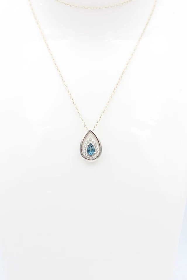 Nobile 0,51 Carati Londra Topazio Blu Rimorchio 925 Collier Collana Argento - Immagine 4 di 4