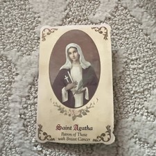 Sainte Agathe (cancer du sein) carte sainte guérison avec médaille (MC015)