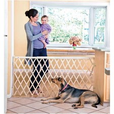 24"-60" Wood Expansion Walk-Thru Swing-Wide Room Divider Retractable Baby Gate