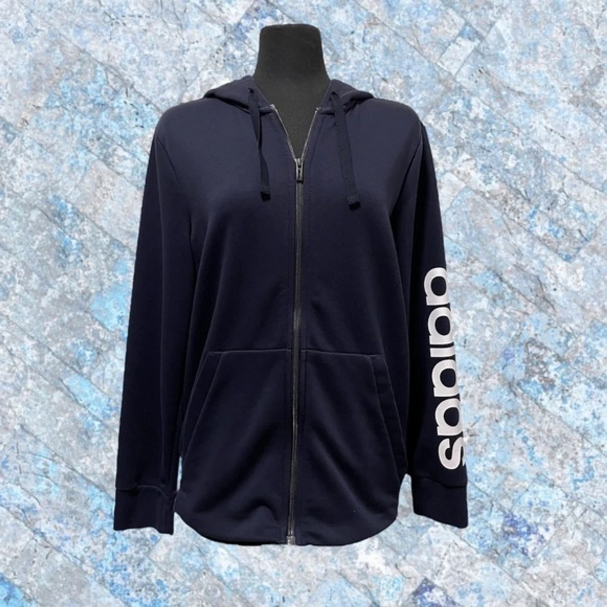 adidas essentials logo full zip hoodie