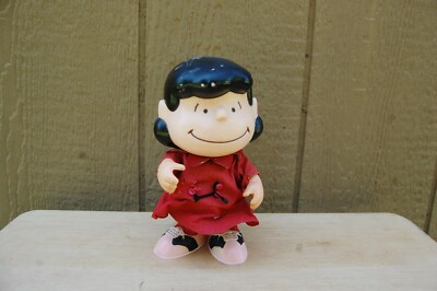 Peanuts Character Lucy Doll Vintage Red Dress Hard Plastic 7