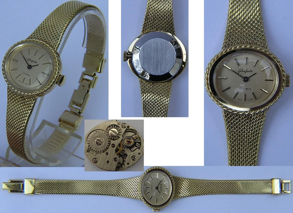Feinste mechanische orig. GLASHÜTTE Damenarmbanduhr Kal. GUB 09-20 DDR Zeit - Bild 1 von 1