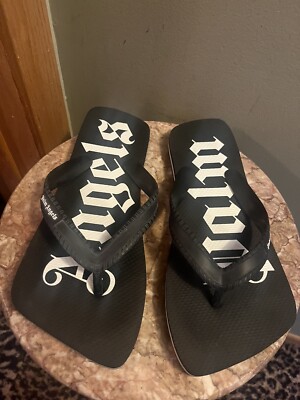 Palm Angels Logo Black White Flip Flop Sandals US Size 7 EU  display picture 3