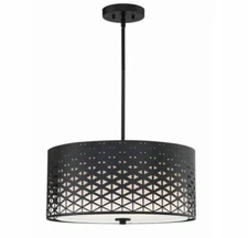 Park Harbor Redden PHPL6613BK 3-Light 20"W Drum Pendant
