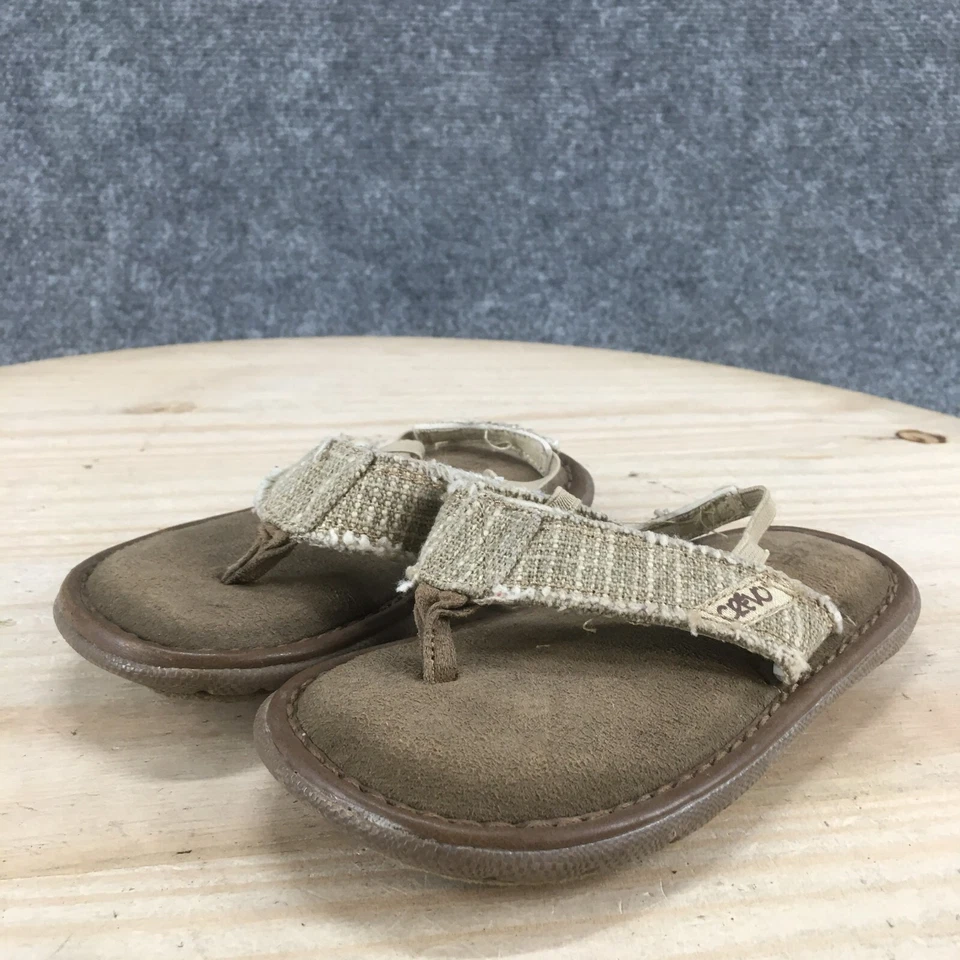 Crevo Sandals Toddler 9 Monterey II Slingback Flip Flop Beige Fabric CVK1001-250 - Image 4 of 4