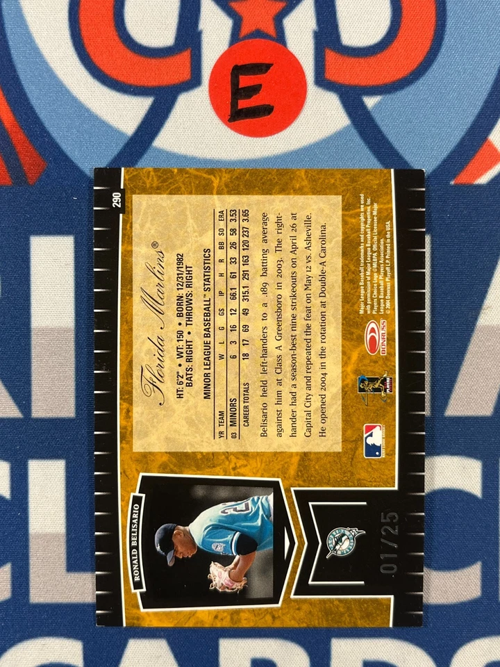 2004 Leaf Certified Cuts Gold 01/25 RC Ronald Belisario #290 - Image 4 of 4