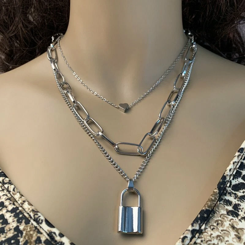 Lock chain sale necklace mens