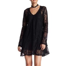 Romeo and Juliet BLACK Women's Crochet Lace A-line Mini Dress, S