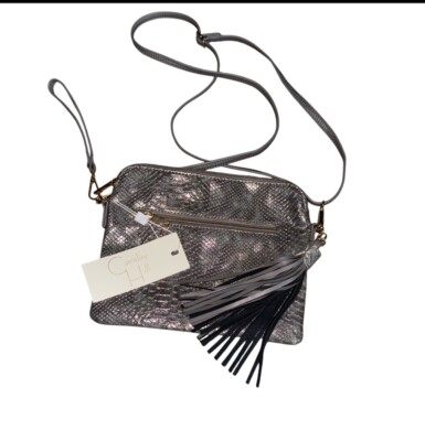 Caroline Hill Gray Crossbody W/Fringe Bag Purse ~ New With Tags
