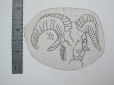 vtg 1960s 70s Tattoo Flash acetate stencil Animals Ram Head signed AN2