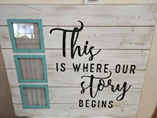 THIS IS WHERE OUR STORY BEGINS 3 Picture Distressed Pallet Hanger