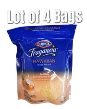 (4) Clorox Fraganzia In Wash HAWAIIAN Freshener Crystal Beads 10 Oz. Packs 🔥4PK
