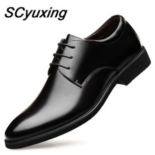 Men Cow Leather Shoes Rubber Sole Business Dress Leather Flats Wedding Shoes