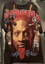 Vintage Dennis Rodman All Over Print Tultex Extra Large Black AOP Rap Tee