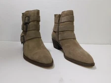 Sole Society Suede Triple Buckle Ankle Boots-Taupe-9M-New-A343625