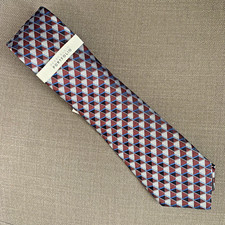 Perry Ellis Men's Neck Tie Dunstan Geo Classic Burgundy Red MSRP 55