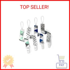 PandaEar Baby Pacifier Clips Solid Color, 4 Pack Universal Holder Leash for Boys