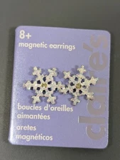 Claires White Glitter Snowflake Magnetic Earrings Winter Christmas