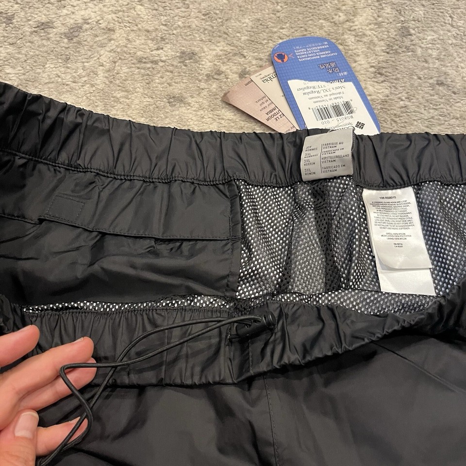 Columbia Packable Pants Storm Dry XCO Mens Size 3XL Black Outdoor