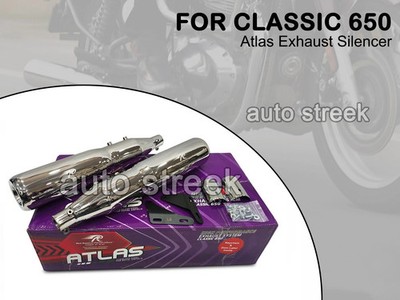 Für Royal Enfield Classic 650 ATLAS RED ROOSTER AUSPUFFSCHALLDÄMPFER POLIERT