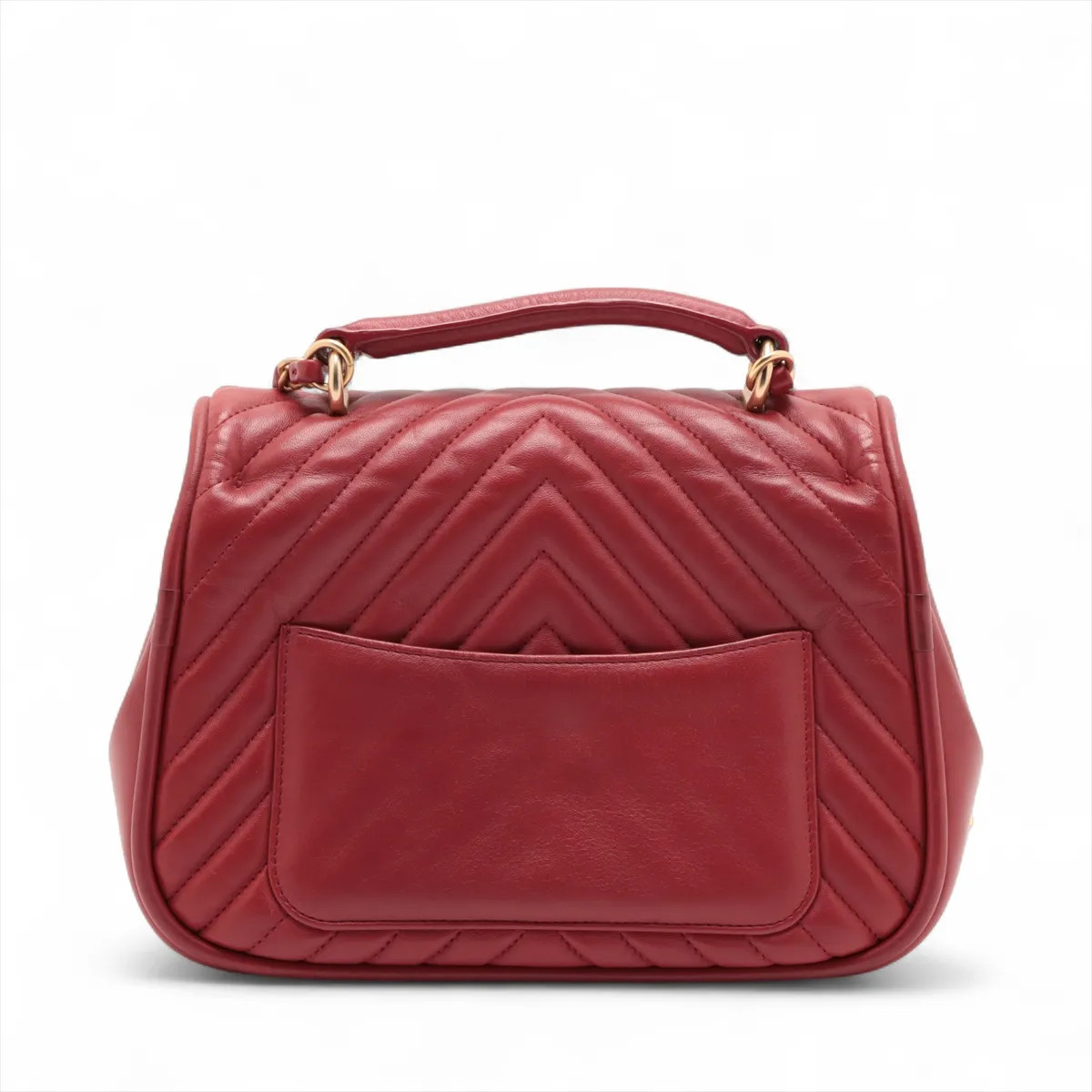 Chanel V Stitch Lambskin 2 Way Shoulder Bag Red Gold Metal Fittings 24XXXXXX