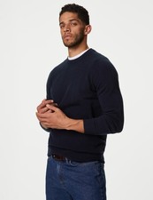M&S - Autograph Mens Cashmere Crew Long sleeved Jumper in Navy